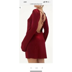Rumored Dress Women XS Prom HOCO Mini Dress Merlot NWT  Bell Sleeve‎ Open Back